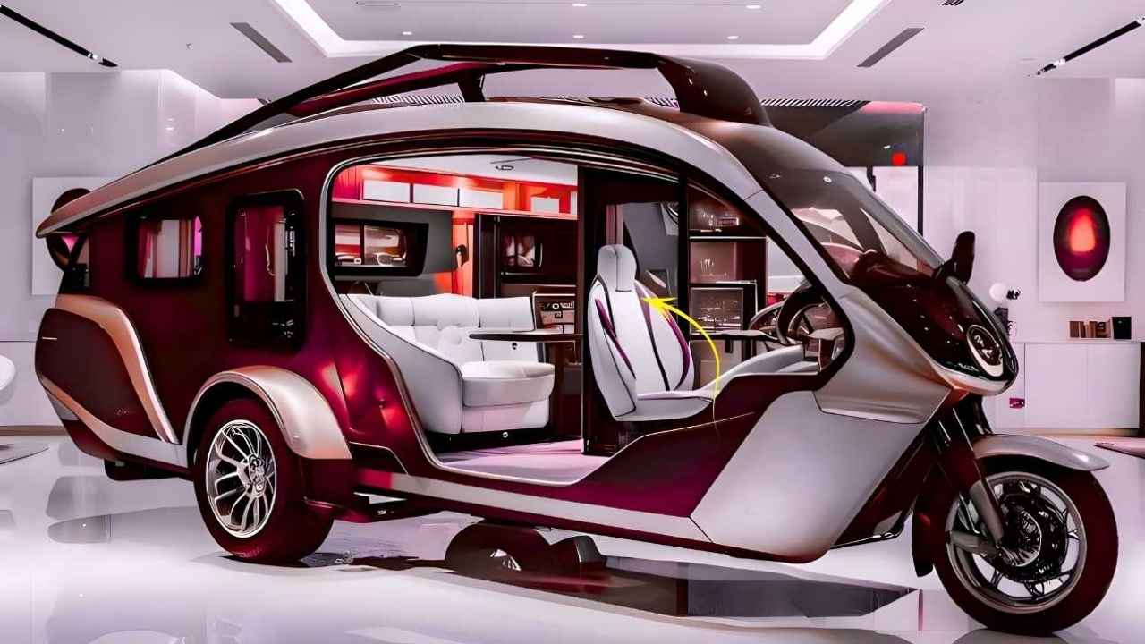 2026 Futuristic Tricycle RV Camper – Smart 3-Wheel Tiny Home with Luxury Compact Design